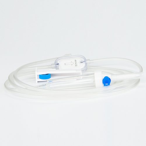 disposable infusion set with precision filter